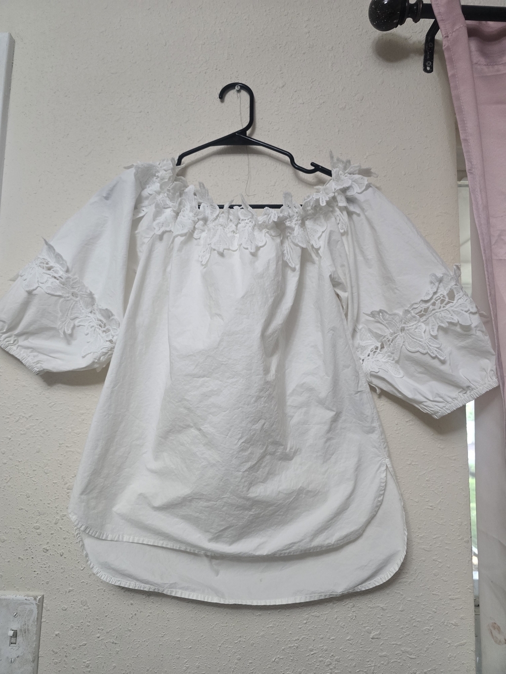 Madeline White Off-Shoulder Eyelet Blouse with Puff Sleeves